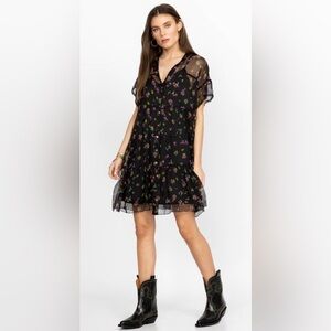 Johnny Was NATALIA TIERED Silk MINI DRESS Size Large